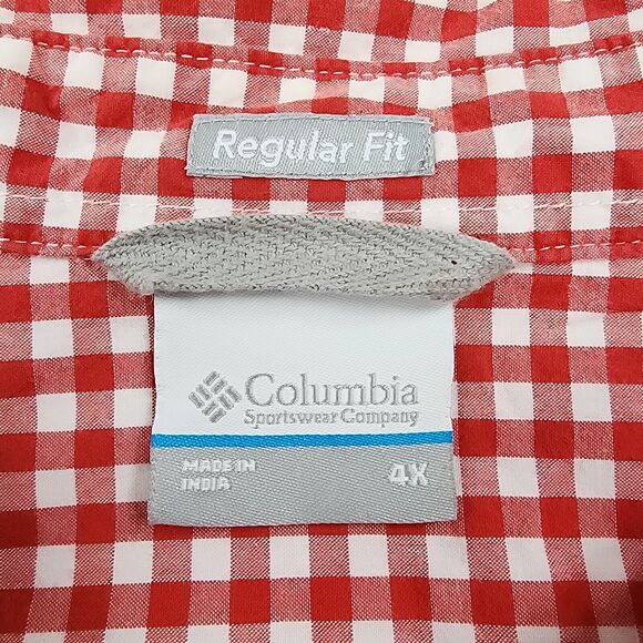 Columbia Shirt Mens 4X Red Plaid Rapid Rivers II Short Sleeve Button Regular Fit - Picture 2 of 15